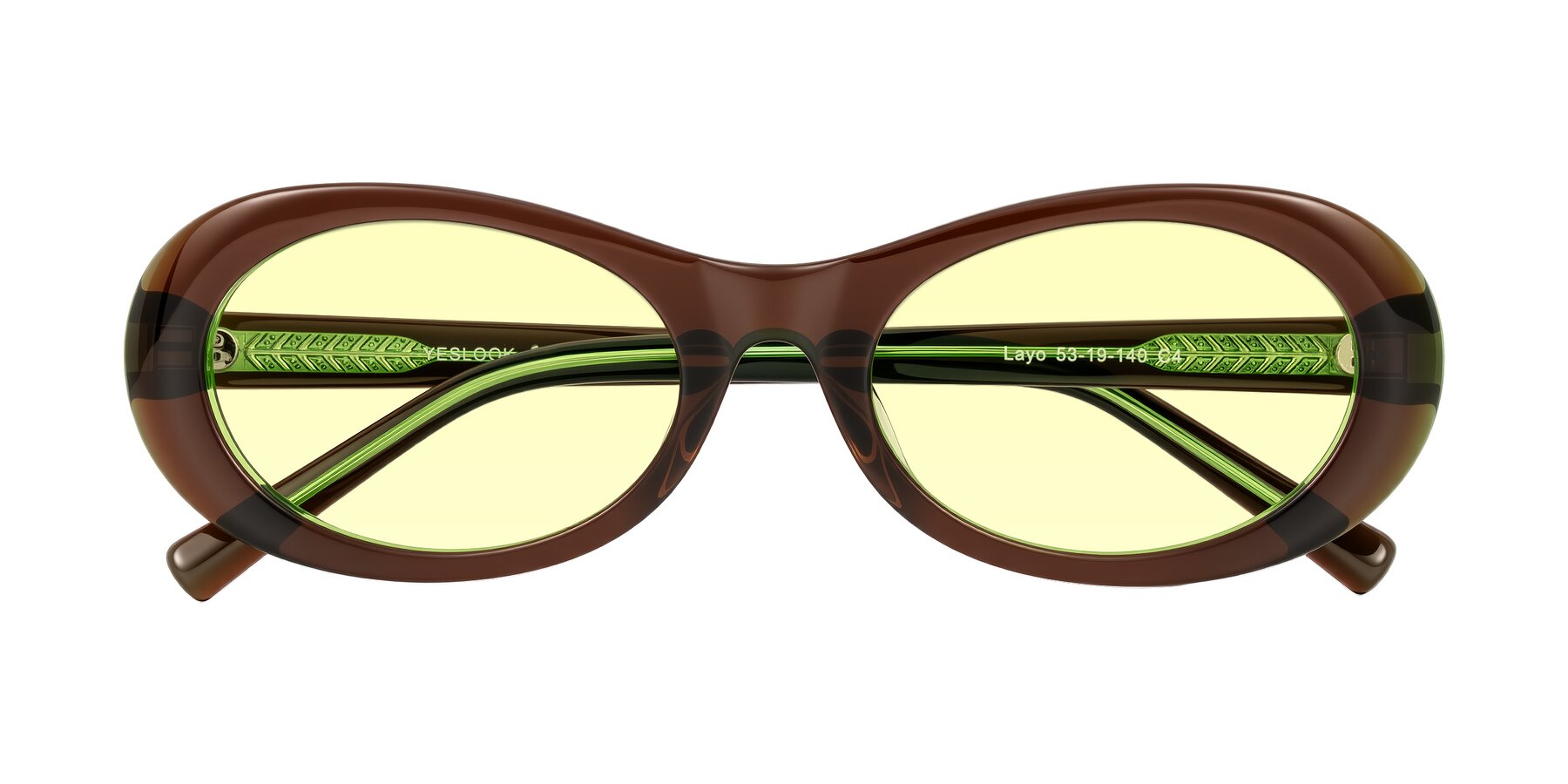 Folded Front of Layo in Brown/Green with Light Yellow Tinted Lenses
