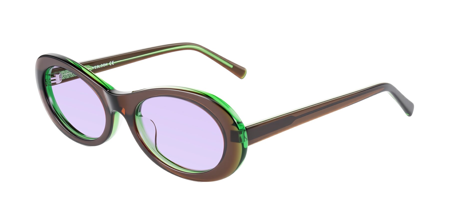 Angle of Layo in Brown/Green with Light Purple Tinted Lenses