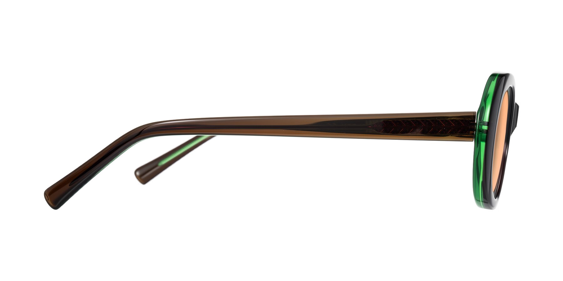 Side of Layo in Brown/Green with Light Orange Tinted Lenses