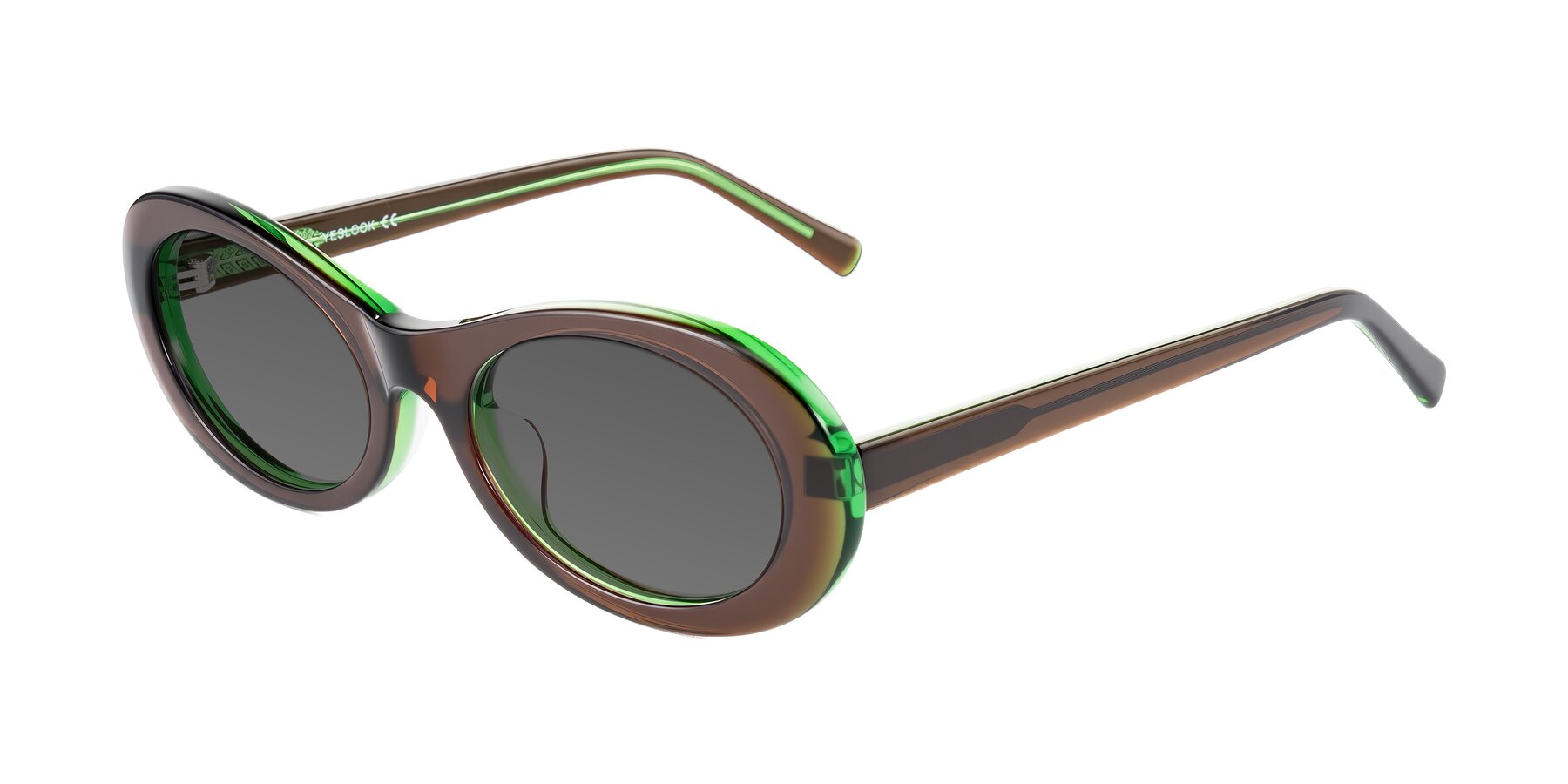 Angle of Layo in Brown/Green with Medium Gray Tinted Lenses