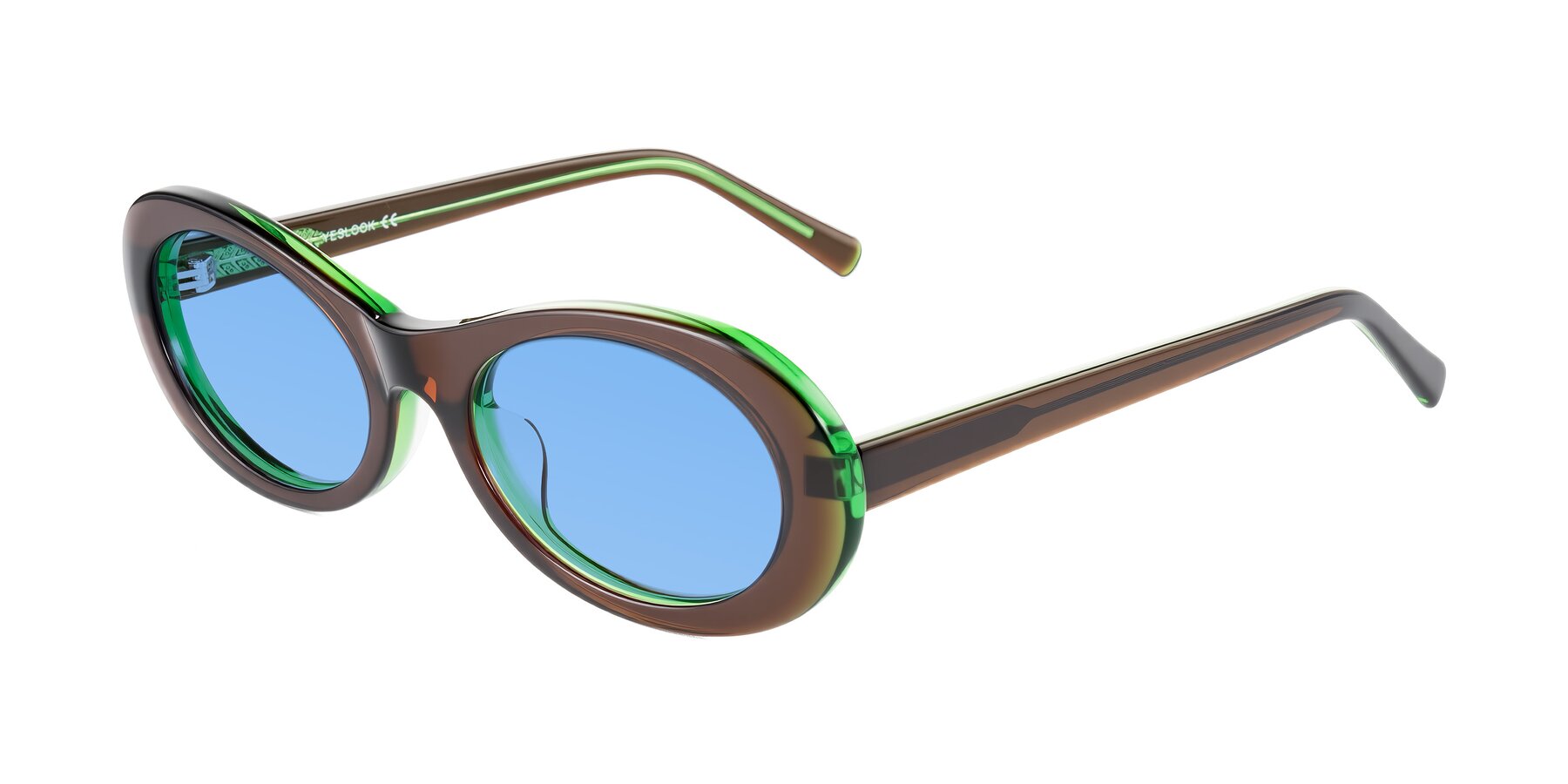 Angle of Layo in Brown/Green with Medium Blue Tinted Lenses