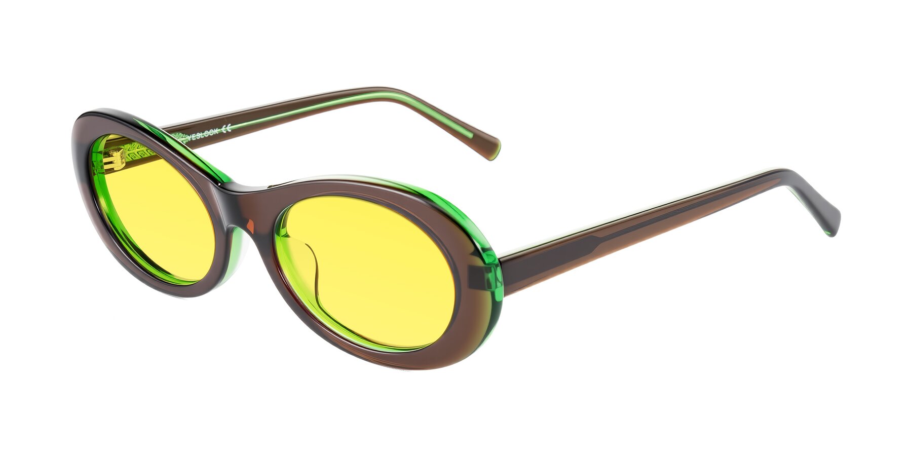 Angle of Layo in Brown/Green with Medium Yellow Tinted Lenses