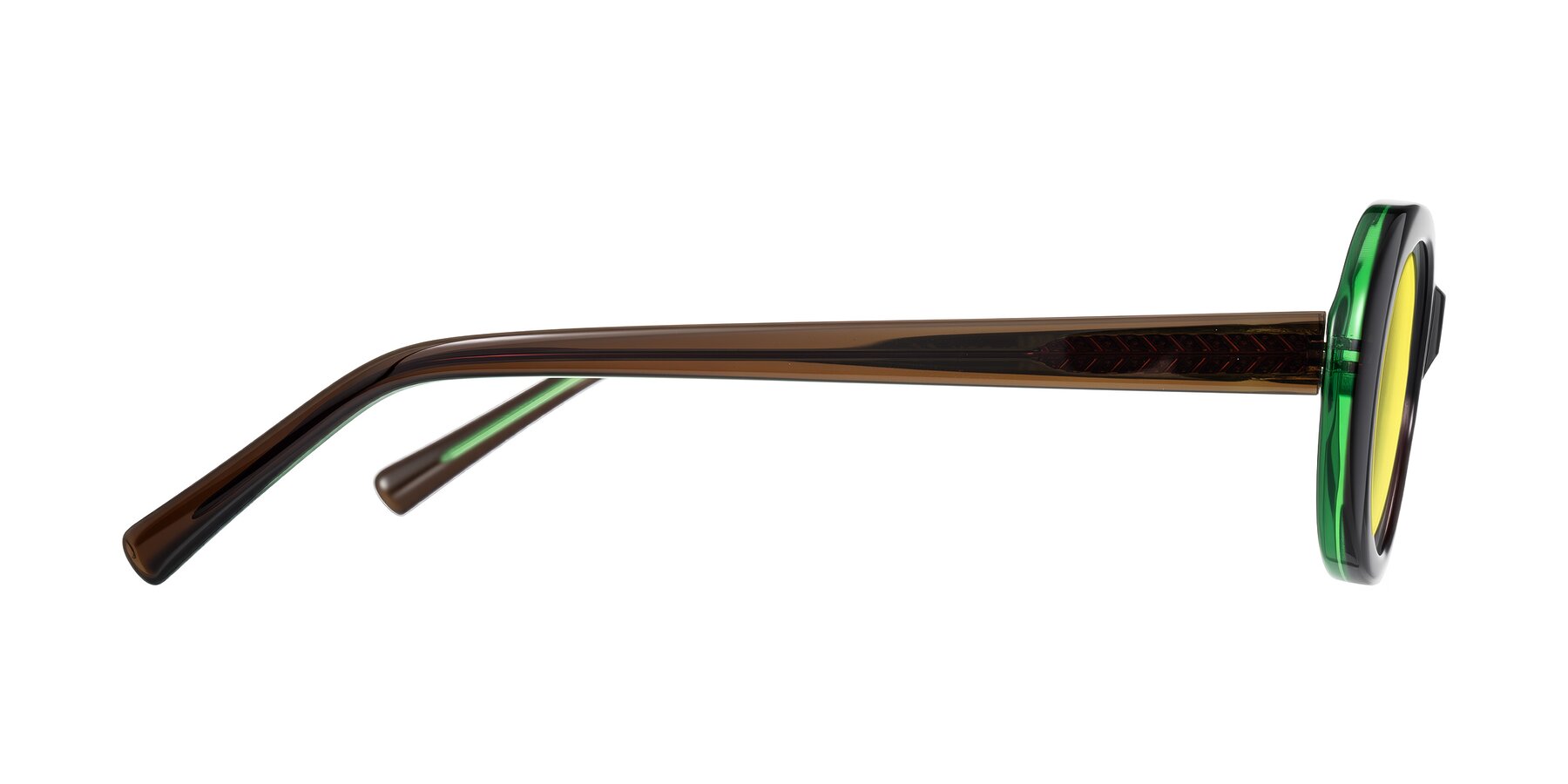 Side of Layo in Brown/Green with Medium Yellow Tinted Lenses