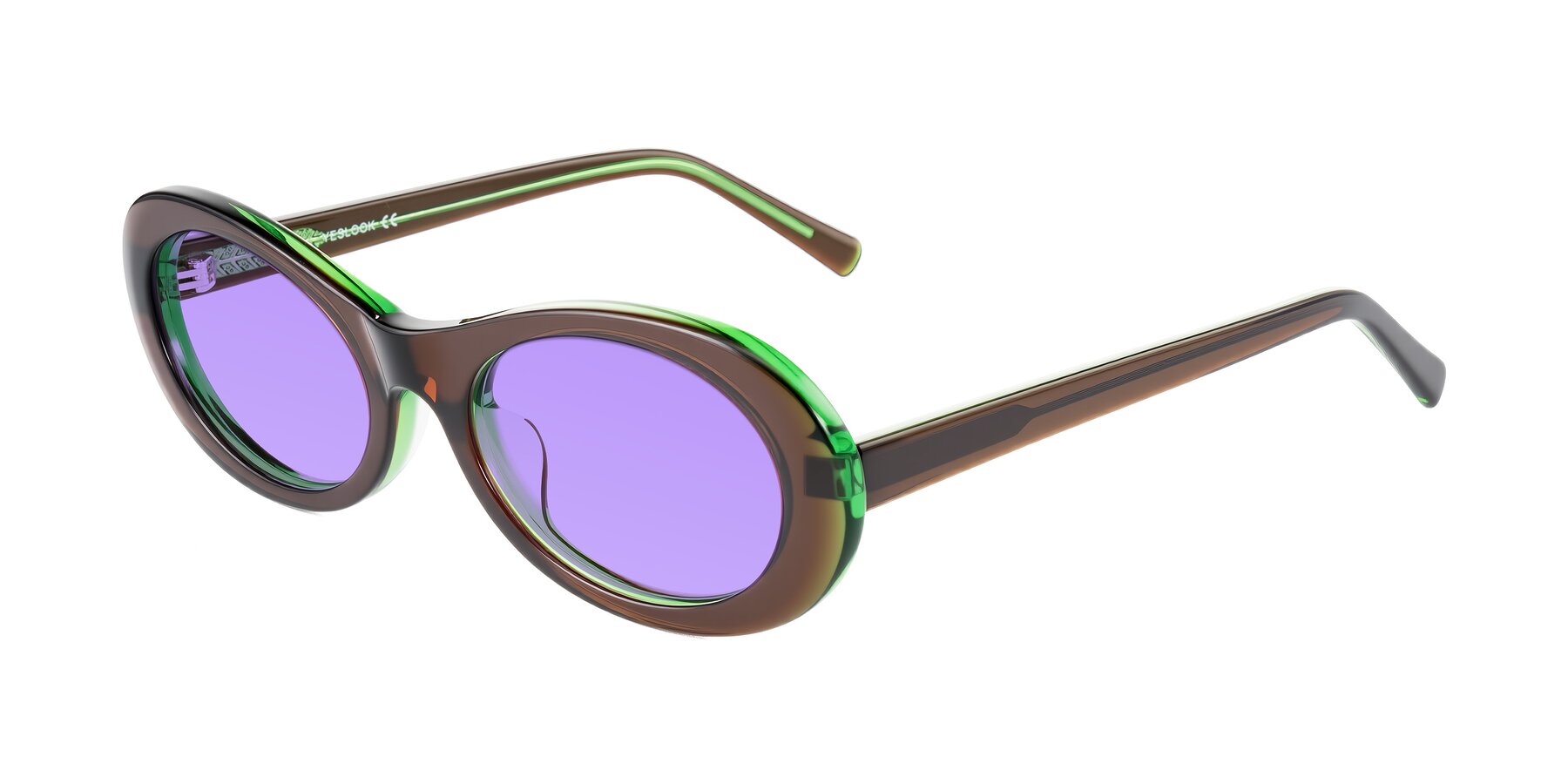 Angle of Layo in Brown/Green with Medium Purple Tinted Lenses