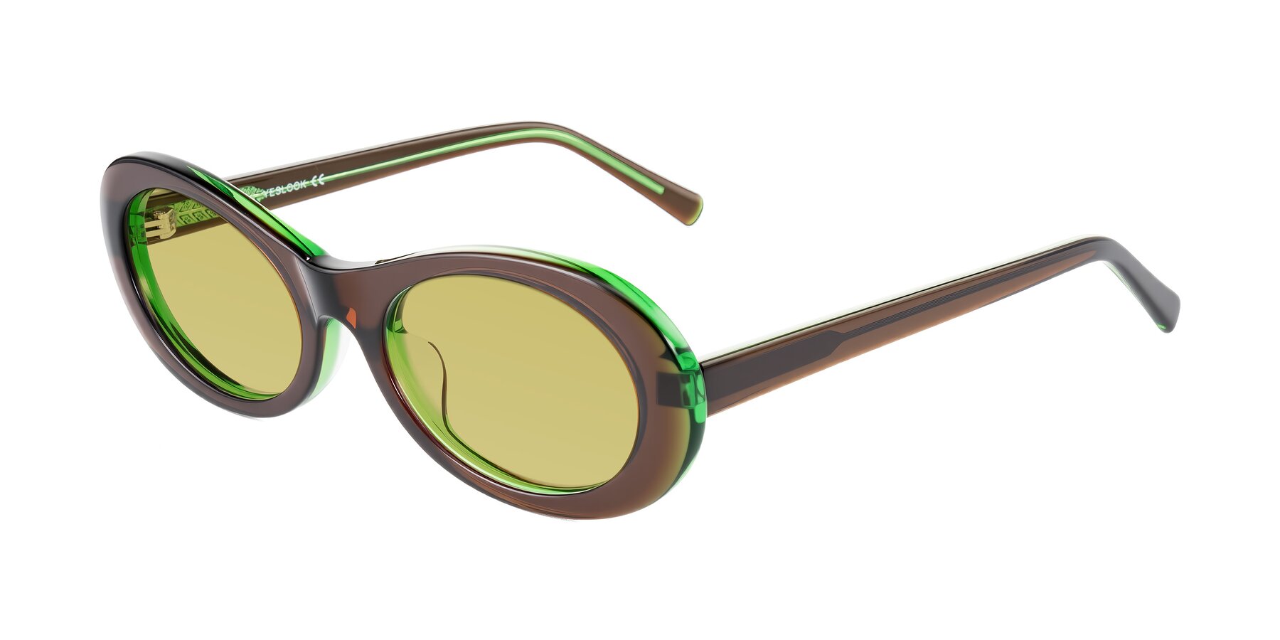 Angle of Layo in Brown/Green with Medium Champagne Tinted Lenses