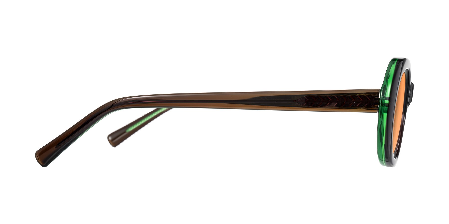 Side of Layo in Brown/Green with Medium Orange Tinted Lenses