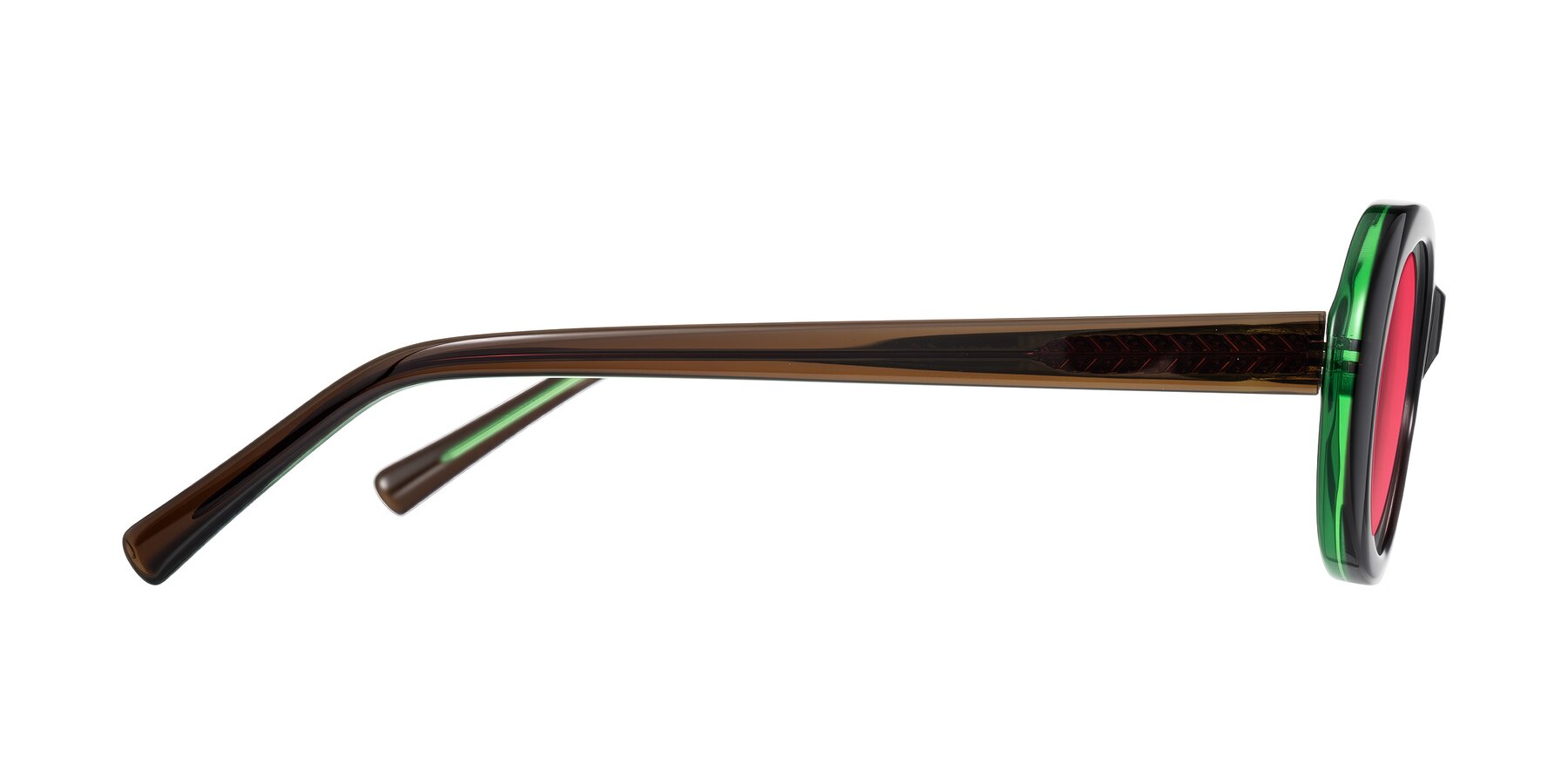 Side of Layo in Brown/Green with Red Tinted Lenses