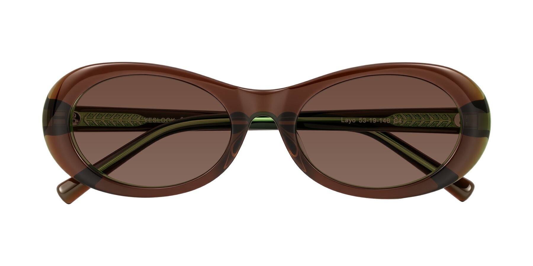 Folded Front of Layo in Brown/Green with Brown Tinted Lenses