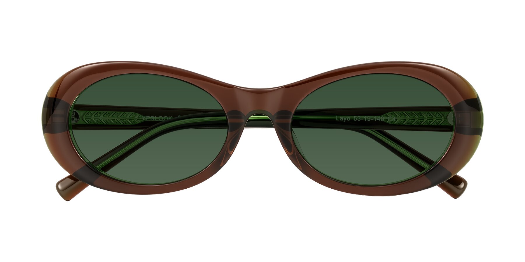 Folded Front of Layo in Brown/Green with Green Tinted Lenses