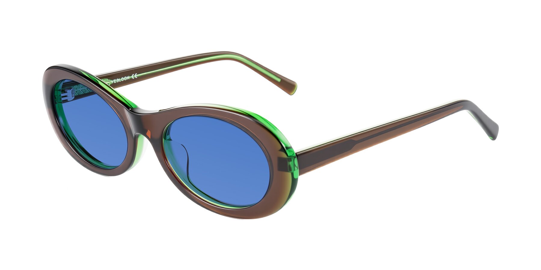 Angle of Layo in Brown/Green with Blue Tinted Lenses
