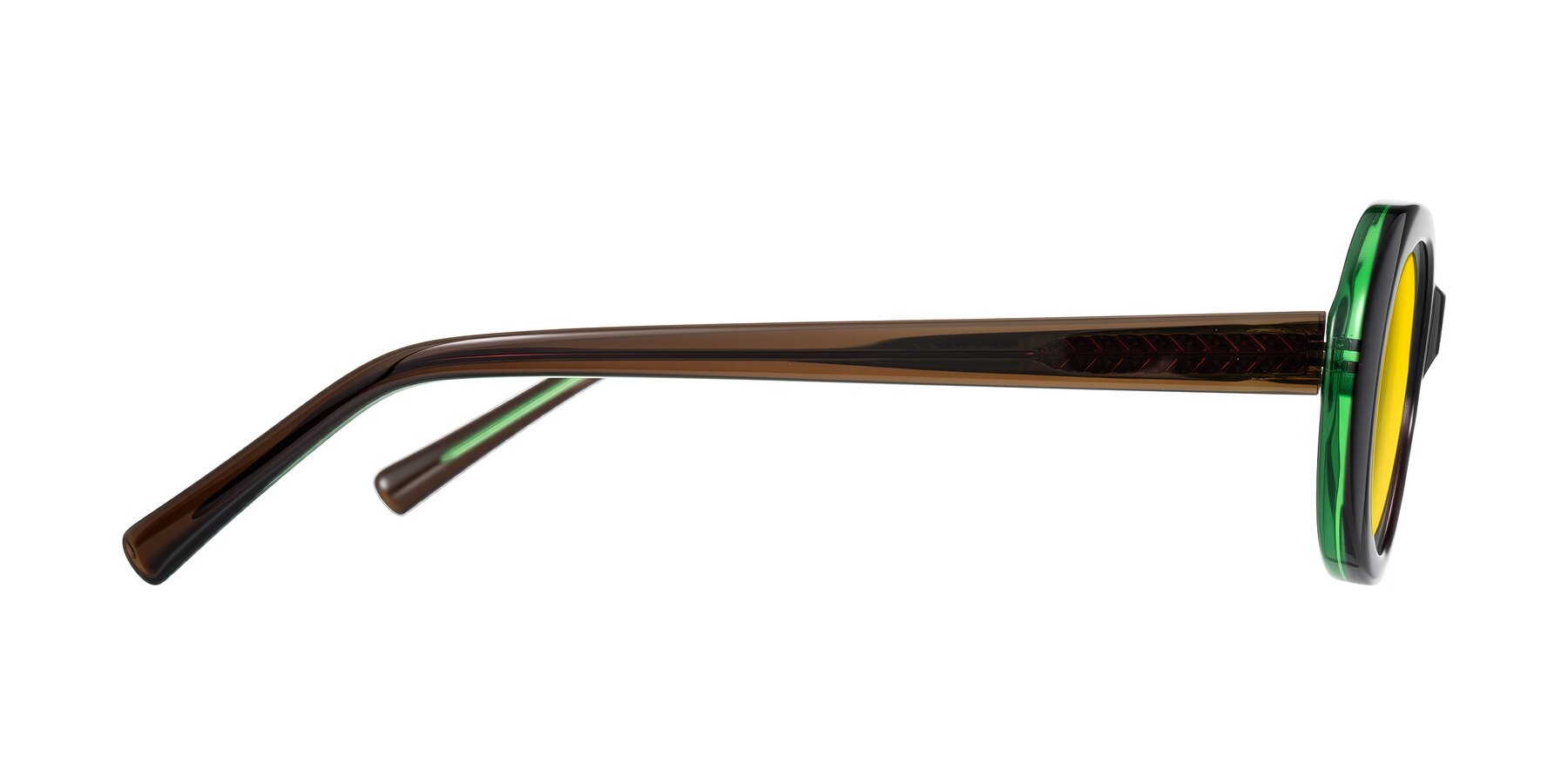 Side of Layo in Brown/Green with Yellow Tinted Lenses