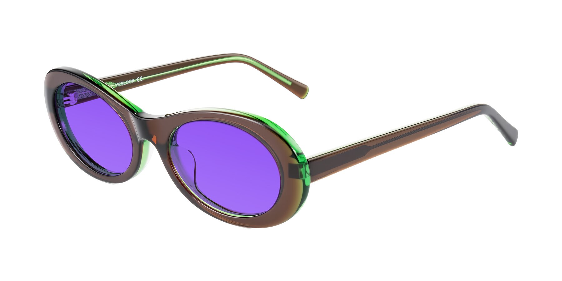 Angle of Layo in Brown/Green with Purple Tinted Lenses