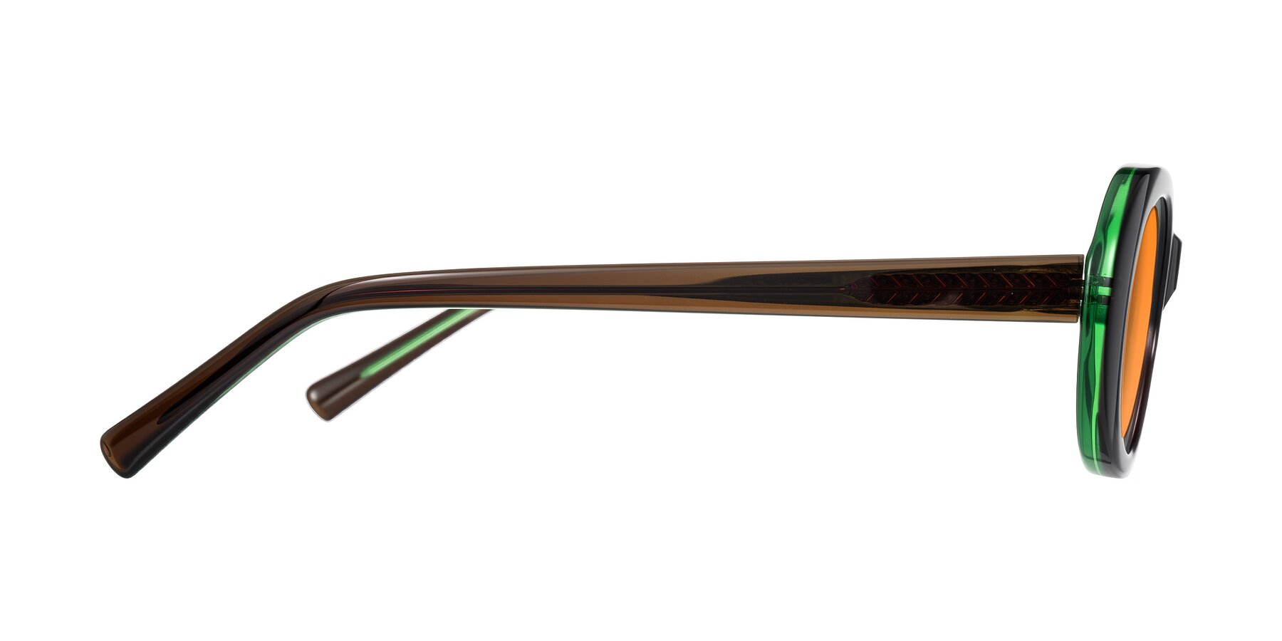 Side of Layo in Brown/Green with Orange Tinted Lenses