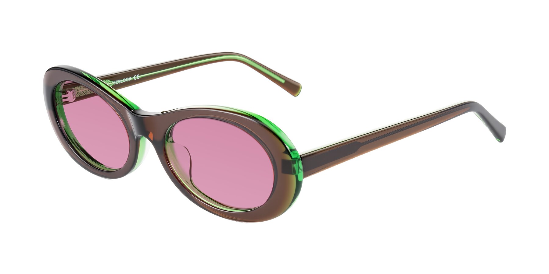 Angle of Layo in Brown/Green with Medium Wine Tinted Lenses