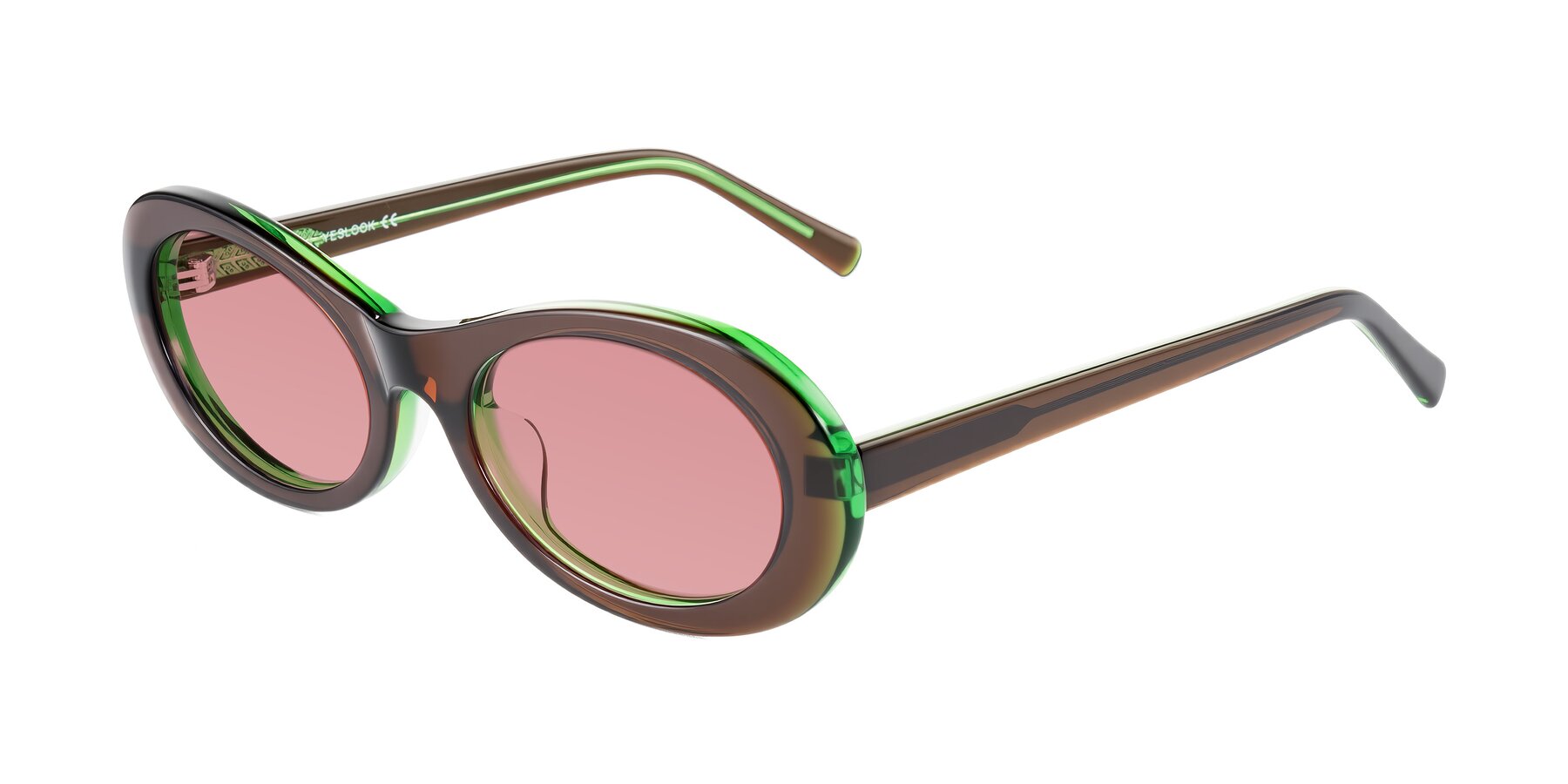 Angle of Layo in Brown/Green with Medium Garnet Tinted Lenses