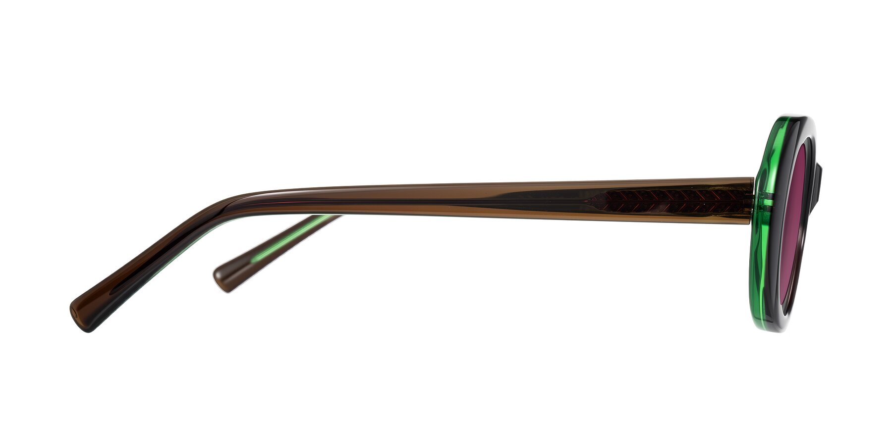 Side of Layo in Brown/Green with Wine Tinted Lenses