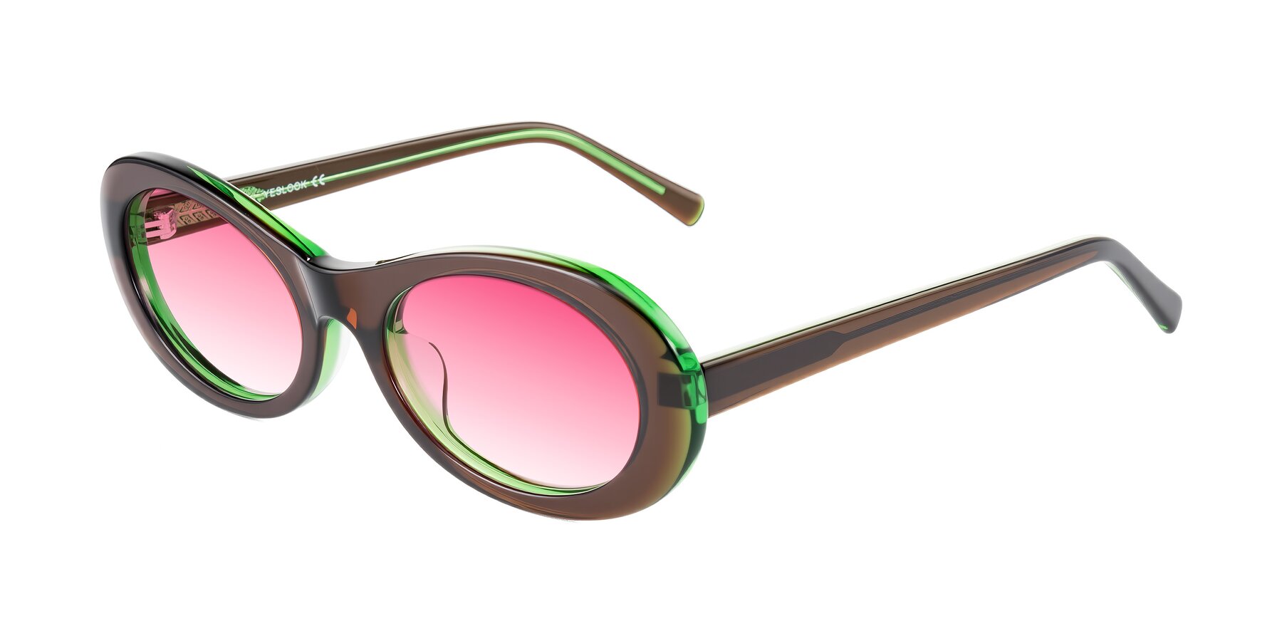 Angle of Layo in Brown/Green with Pink Gradient Lenses