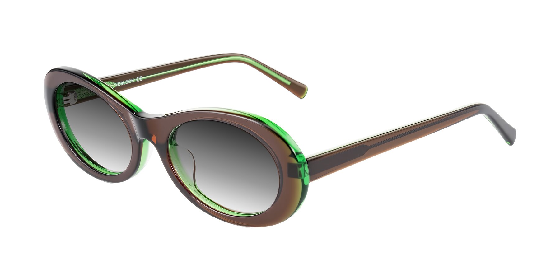 Angle of Layo in Brown/Green with Gray Gradient Lenses