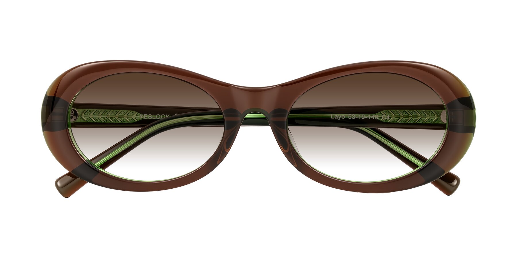 Folded Front of Layo in Brown/Green with Brown Gradient Lenses
