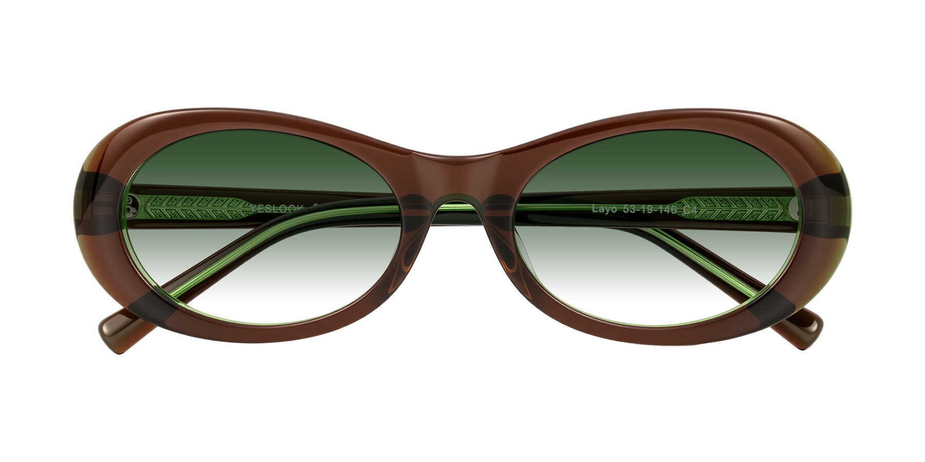 Folded Front of Layo in Brown/Green with Green Gradient Lenses