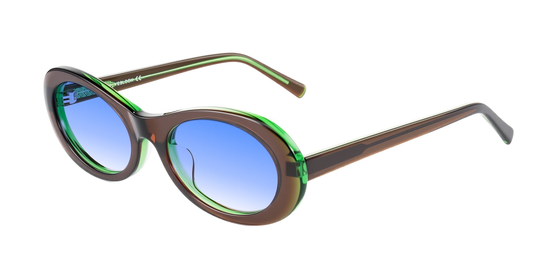 Angle of Layo in Brown/Green with Blue Gradient Lenses