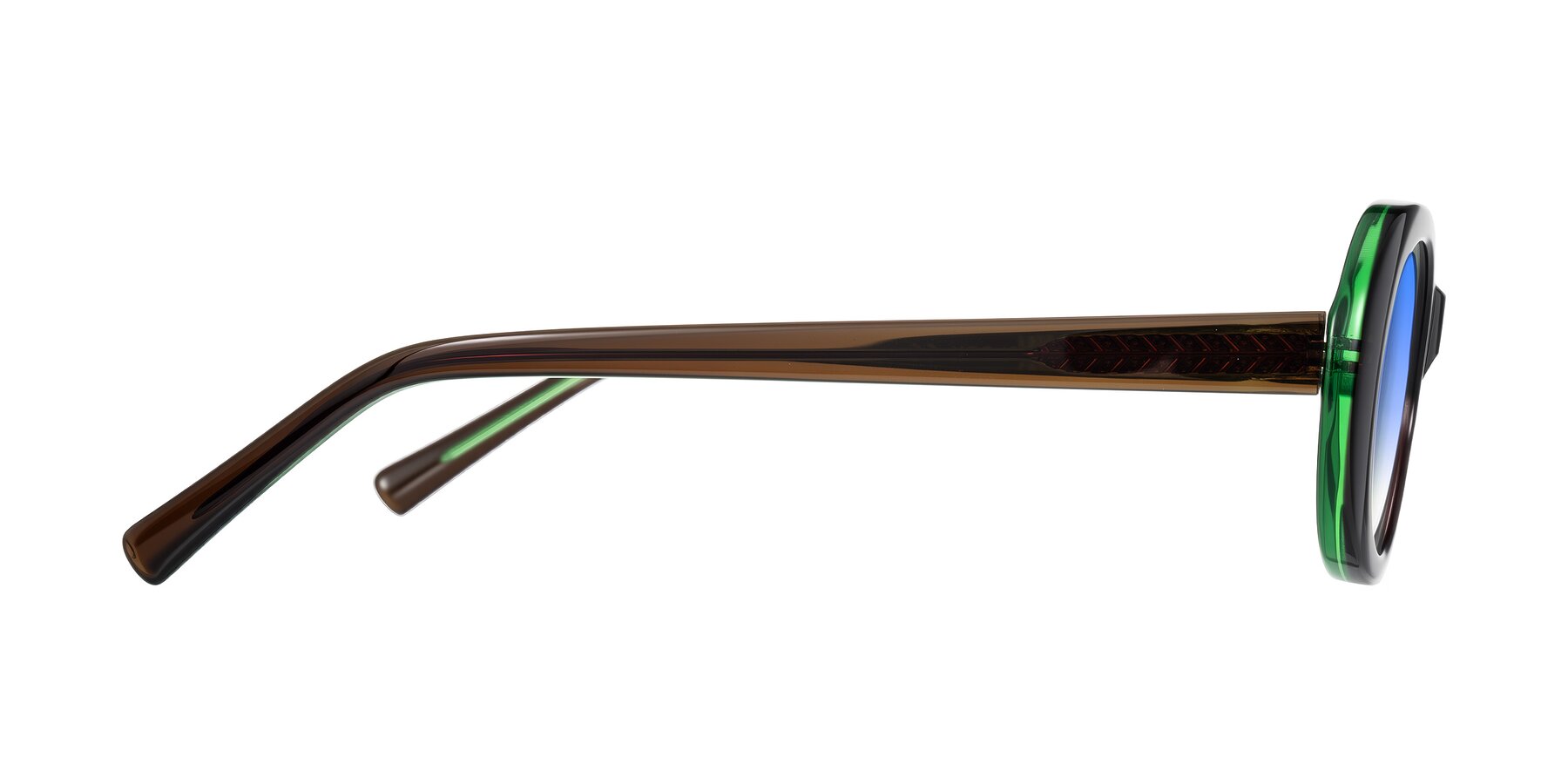 Side of Layo in Brown/Green with Blue Gradient Lenses
