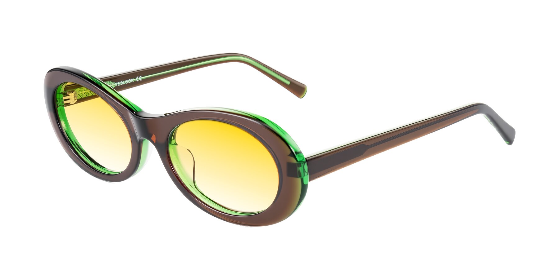Angle of Layo in Brown/Green with Yellow Gradient Lenses