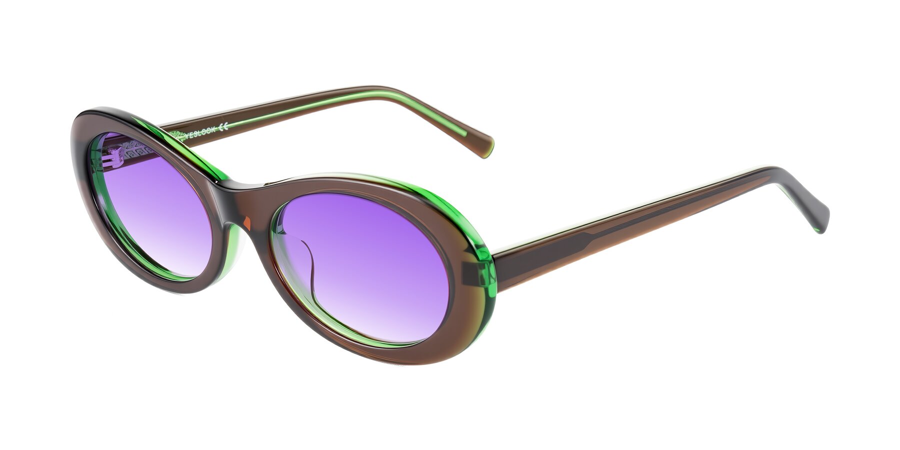 Angle of Layo in Brown/Green with Purple Gradient Lenses