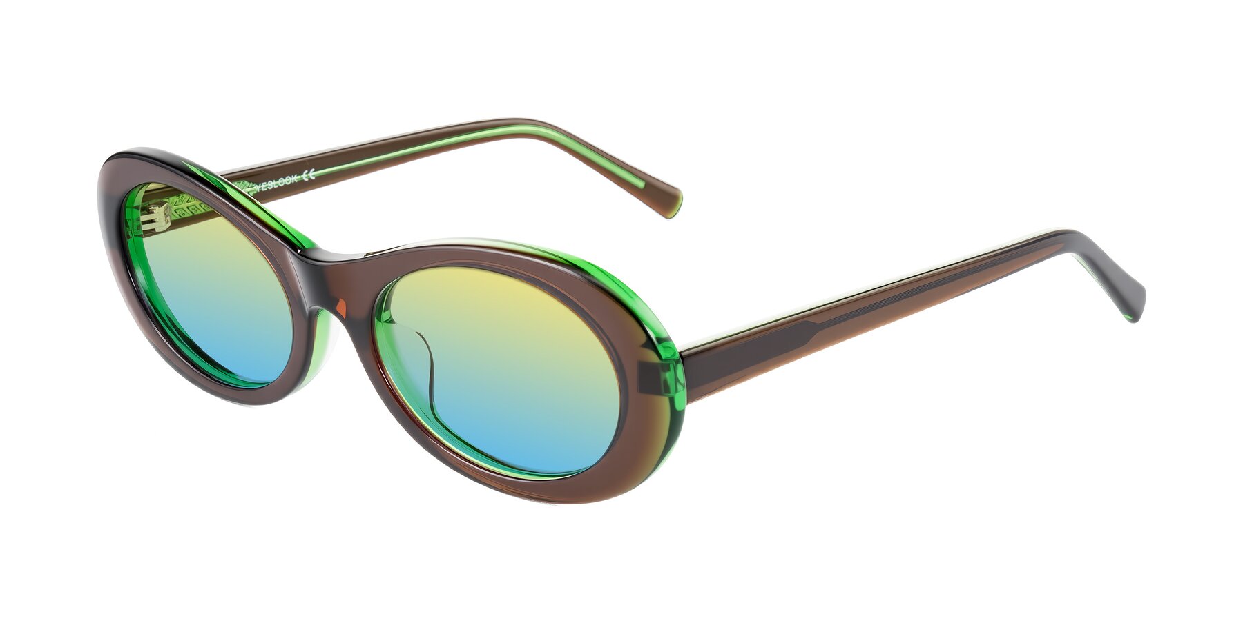 Angle of Layo in Brown/Green with Yellow / Blue Gradient Lenses