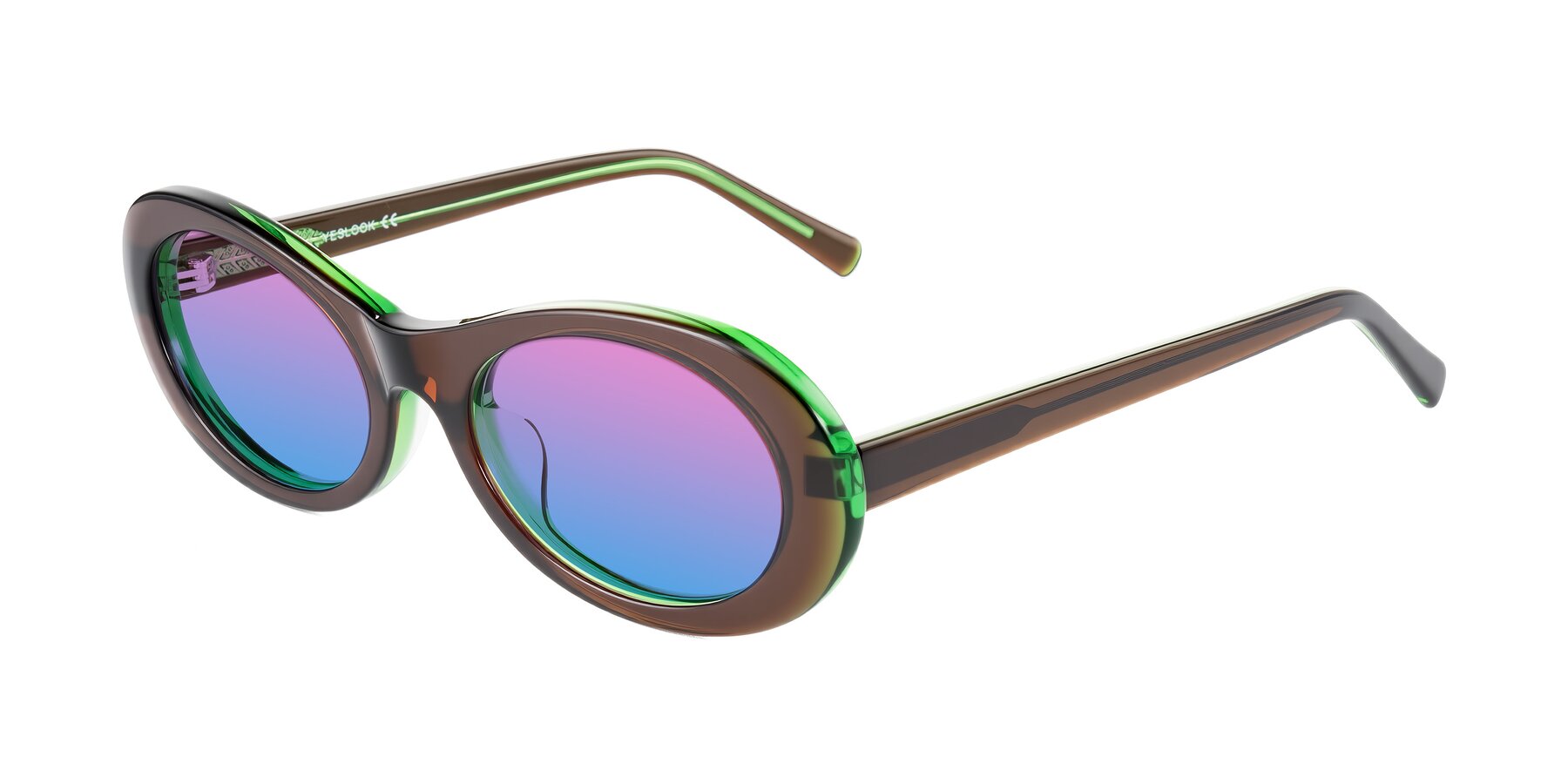 Angle of Layo in Brown/Green with Pink / Blue Gradient Lenses