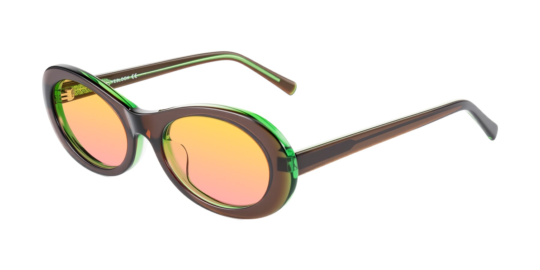 Angle of Layo in Brown/Green with Yellow / Pink Gradient Lenses