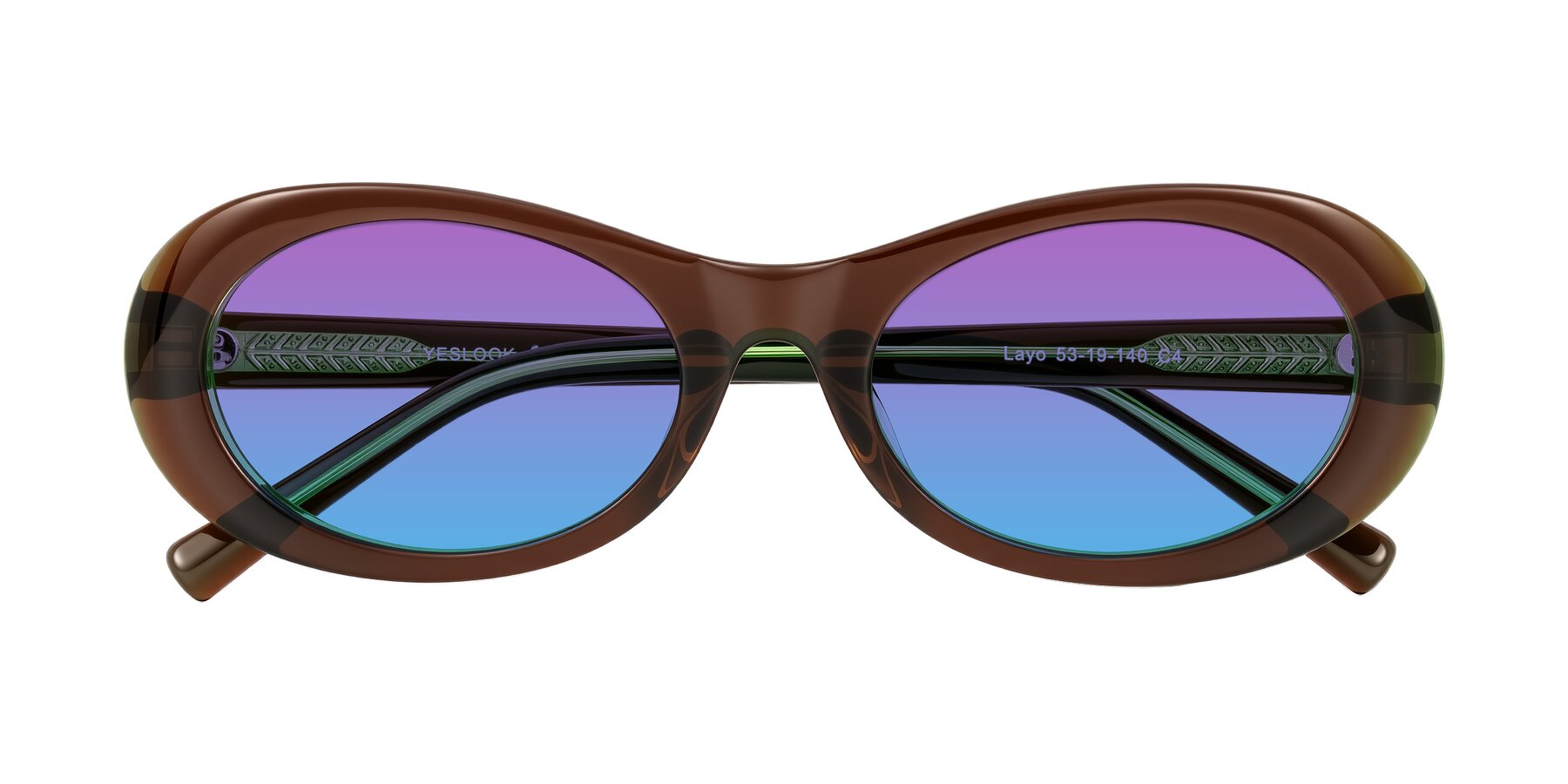 Folded Front of Layo in Brown/Green with Purple / Blue Gradient Lenses