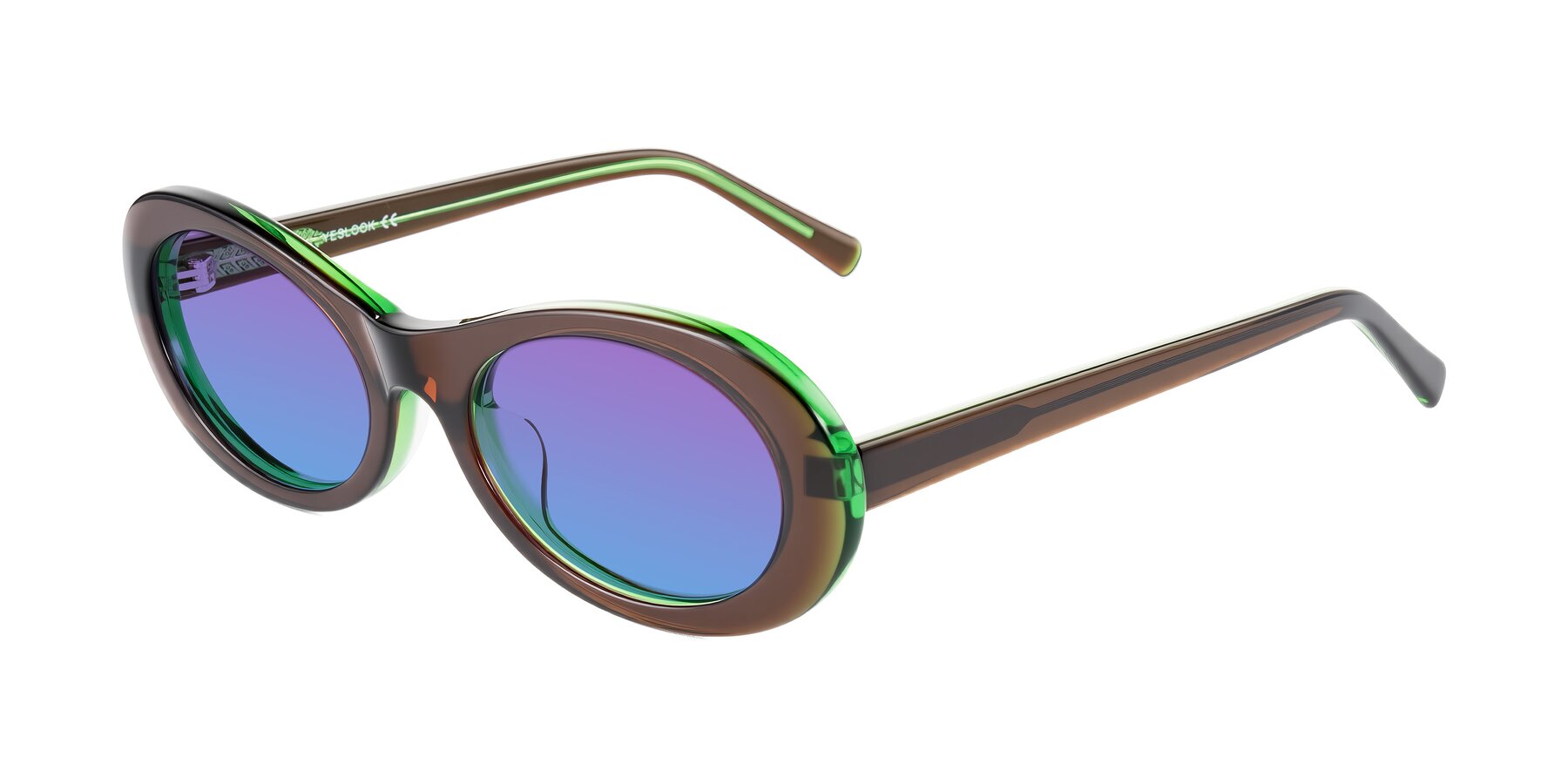 Angle of Layo in Brown/Green with Purple / Blue Gradient Lenses