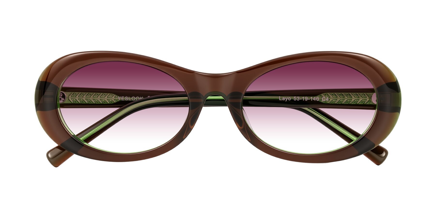 Folded Front of Layo in Brown/Green with Wine Gradient Lenses