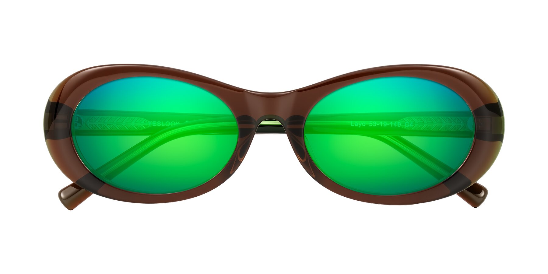 Folded Front of Layo in Brown/Green with Green Mirrored Lenses