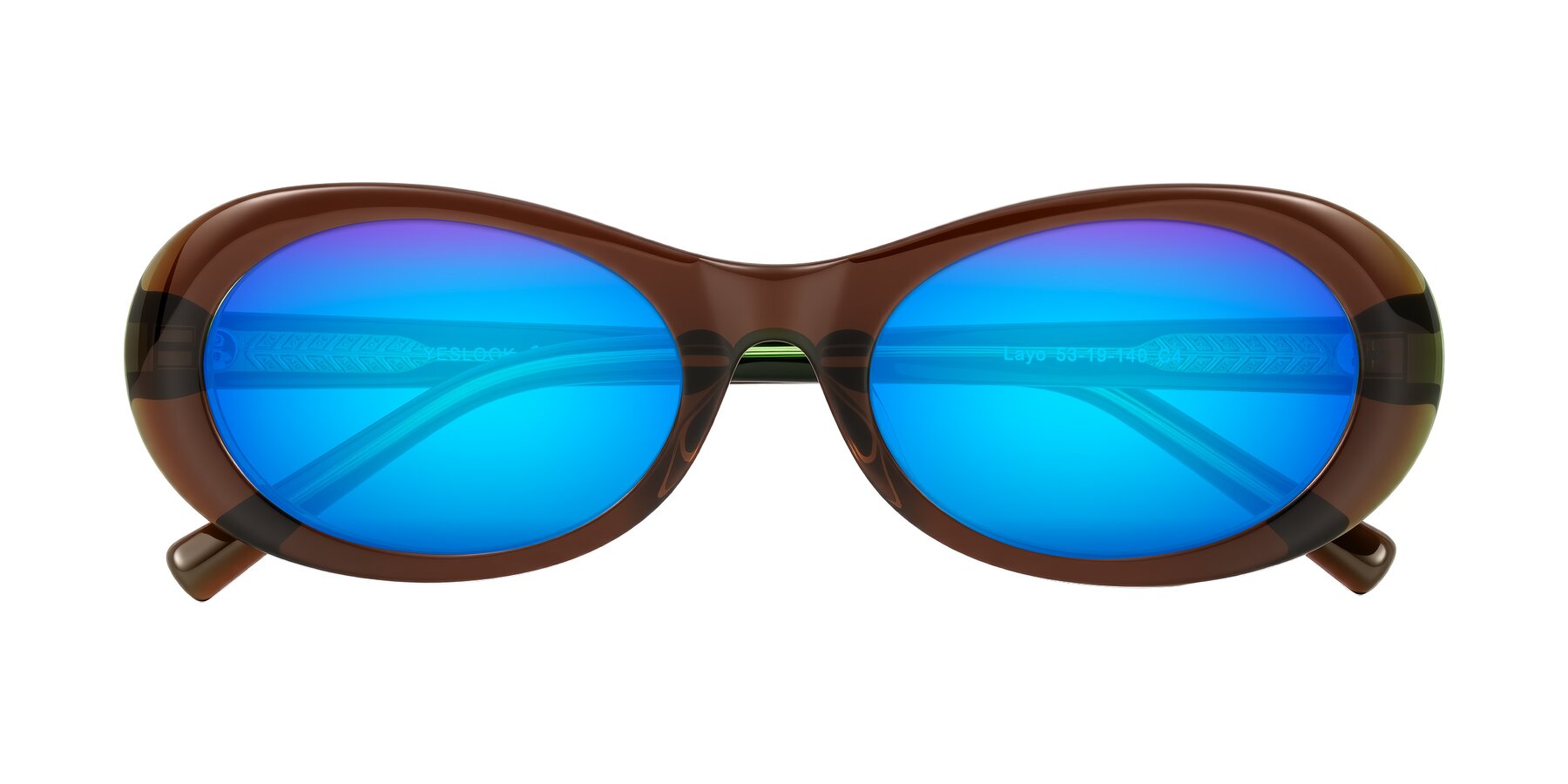 Folded Front of Layo in Brown/Green with Blue Mirrored Lenses
