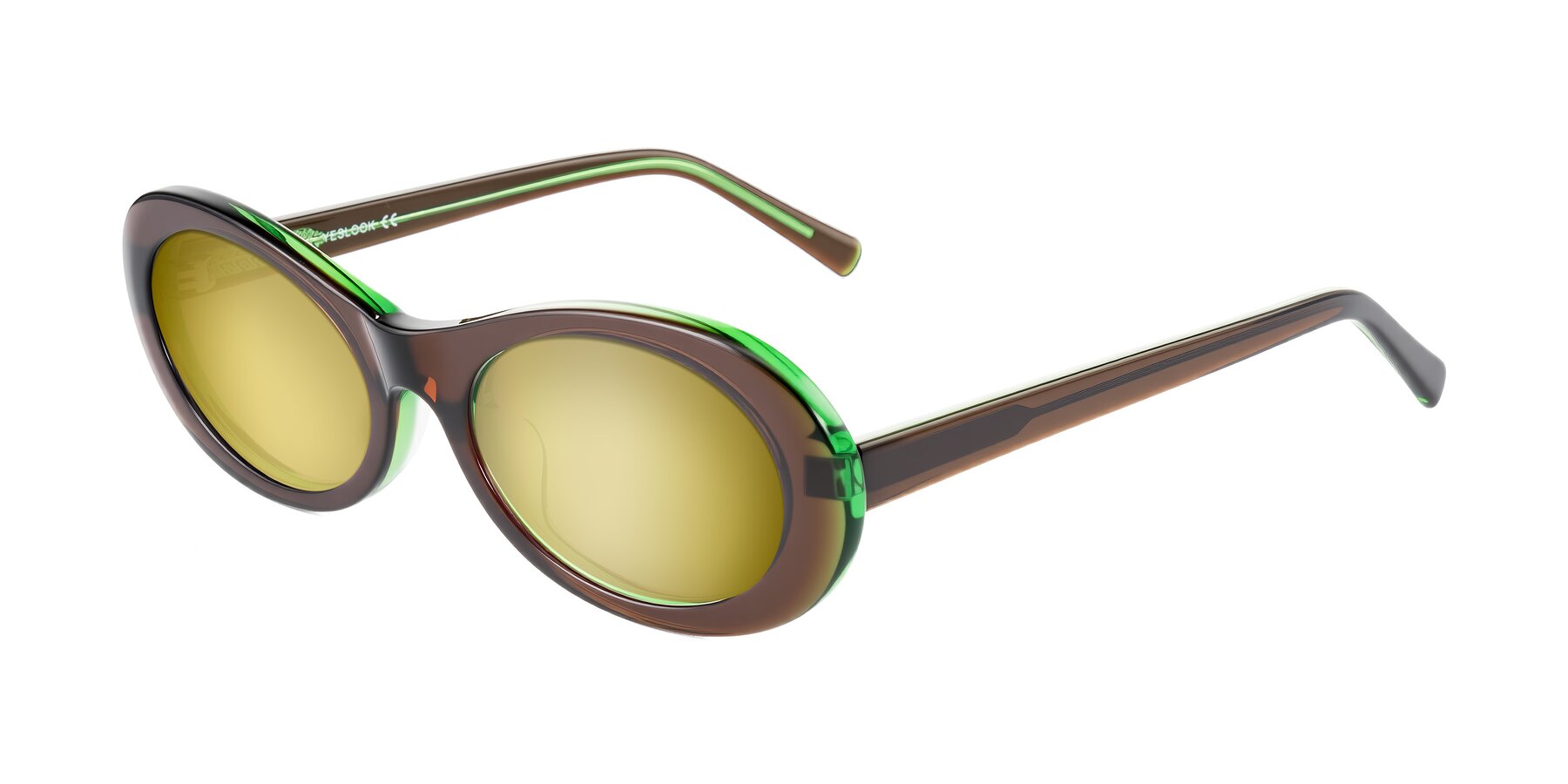 Angle of Layo in Brown/Green with Gold Mirrored Lenses