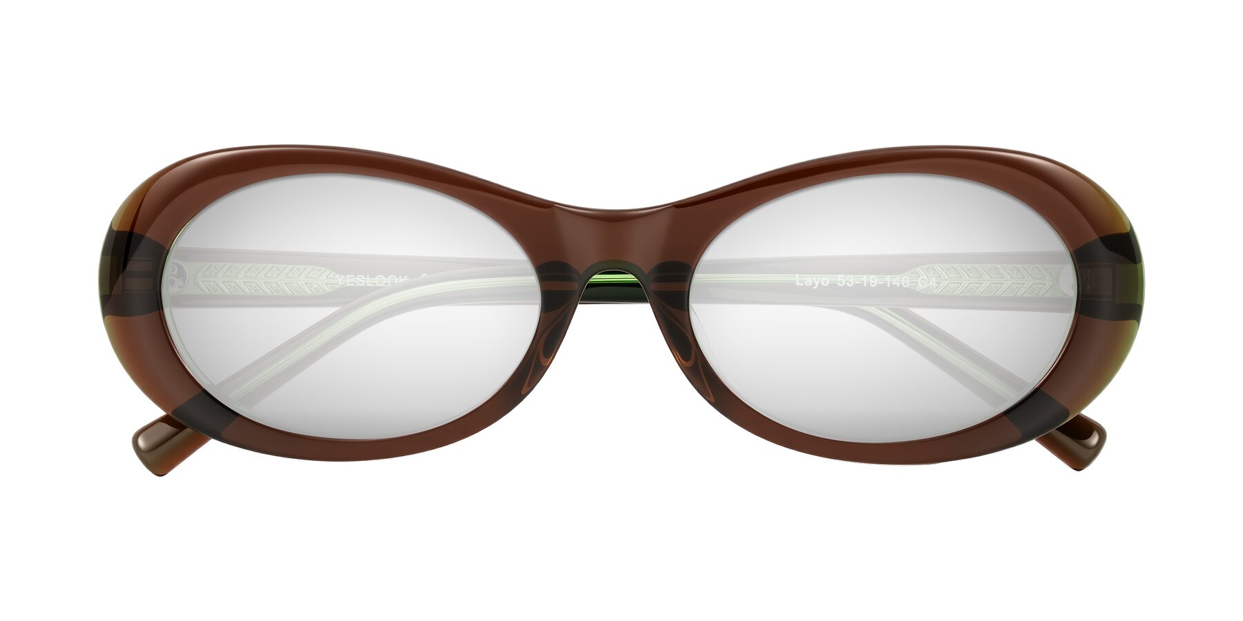 Folded Front of Layo in Brown/Green with Silver Mirrored Lenses