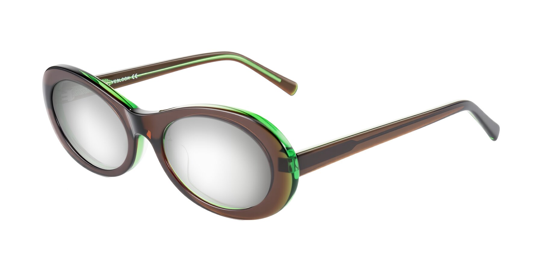 Angle of Layo in Brown/Green with Silver Mirrored Lenses