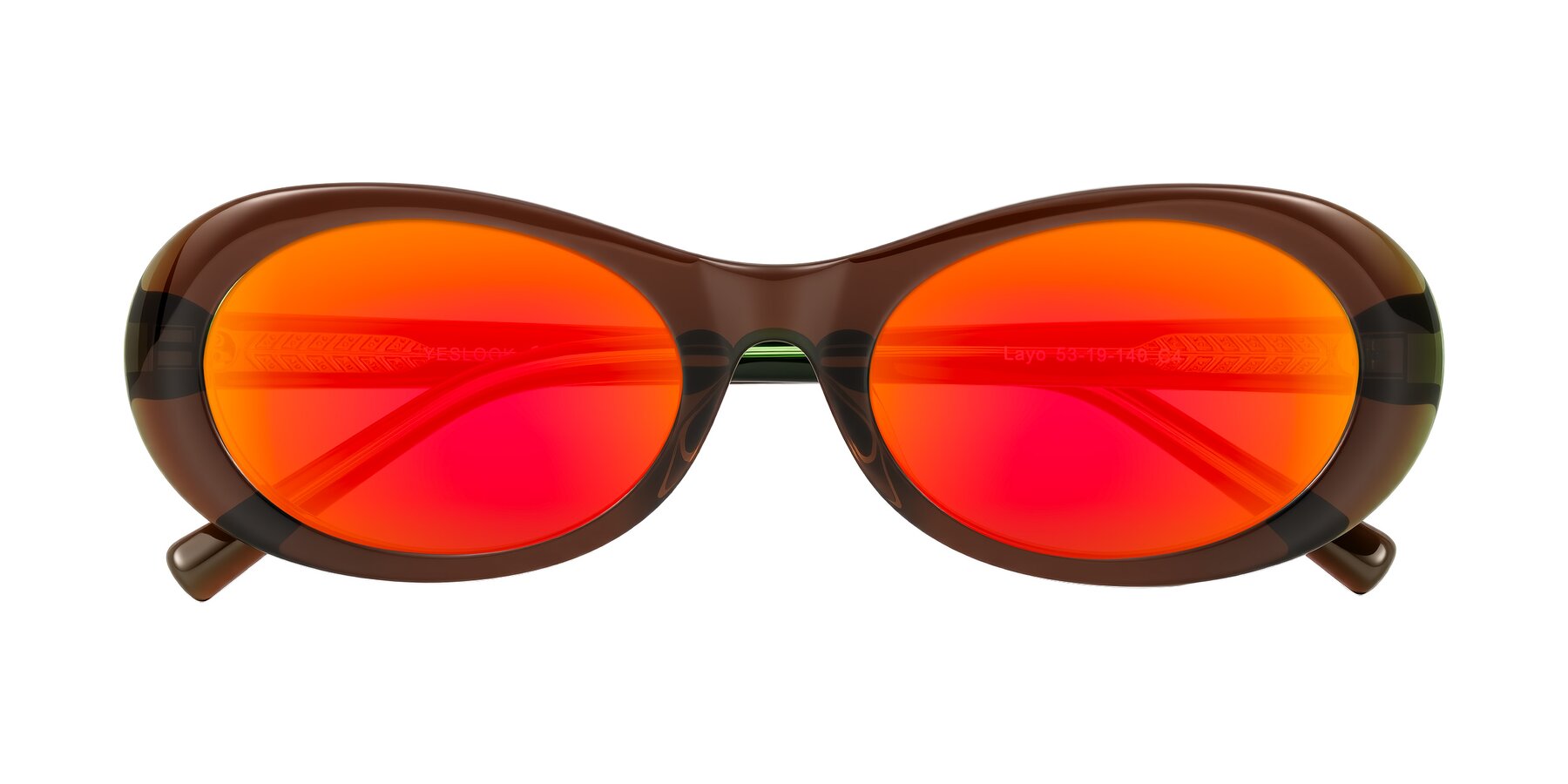 Folded Front of Layo in Brown/Green with Red Gold Mirrored Lenses