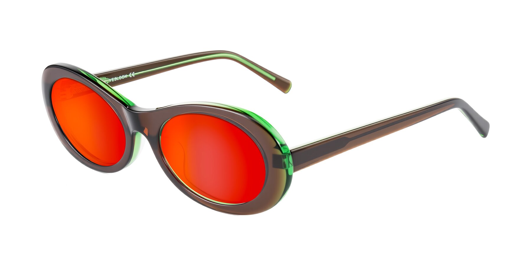 Angle of Layo in Brown/Green with Red Gold Mirrored Lenses