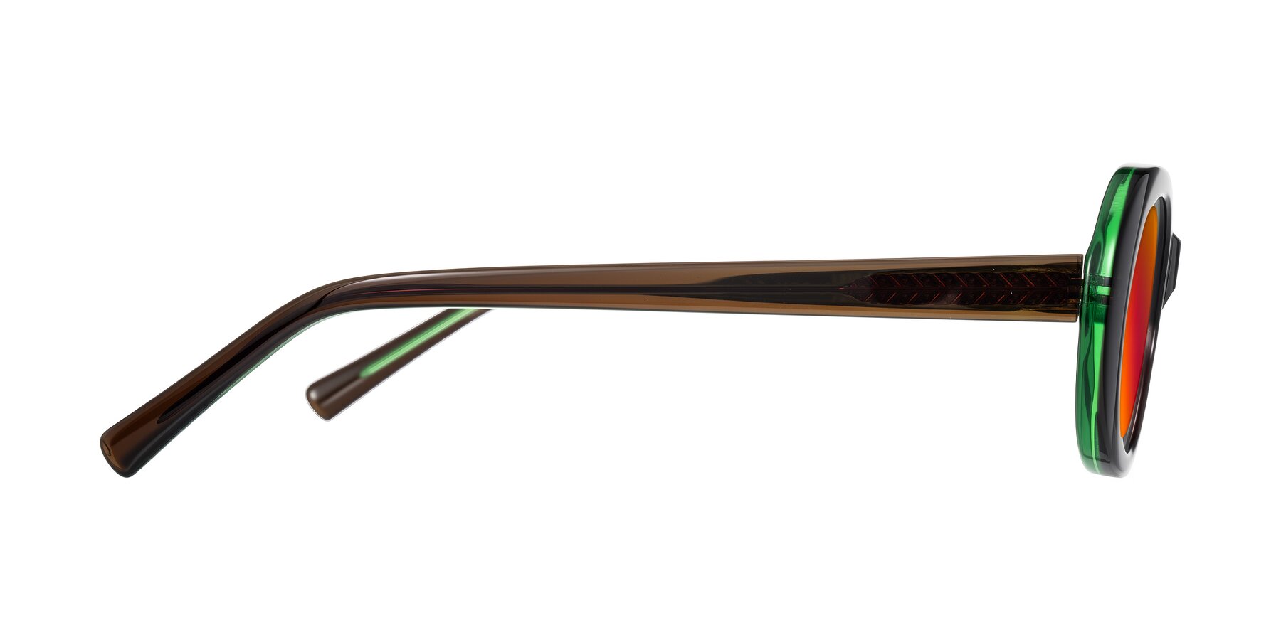 Side of Layo in Brown/Green with Red Gold Mirrored Lenses