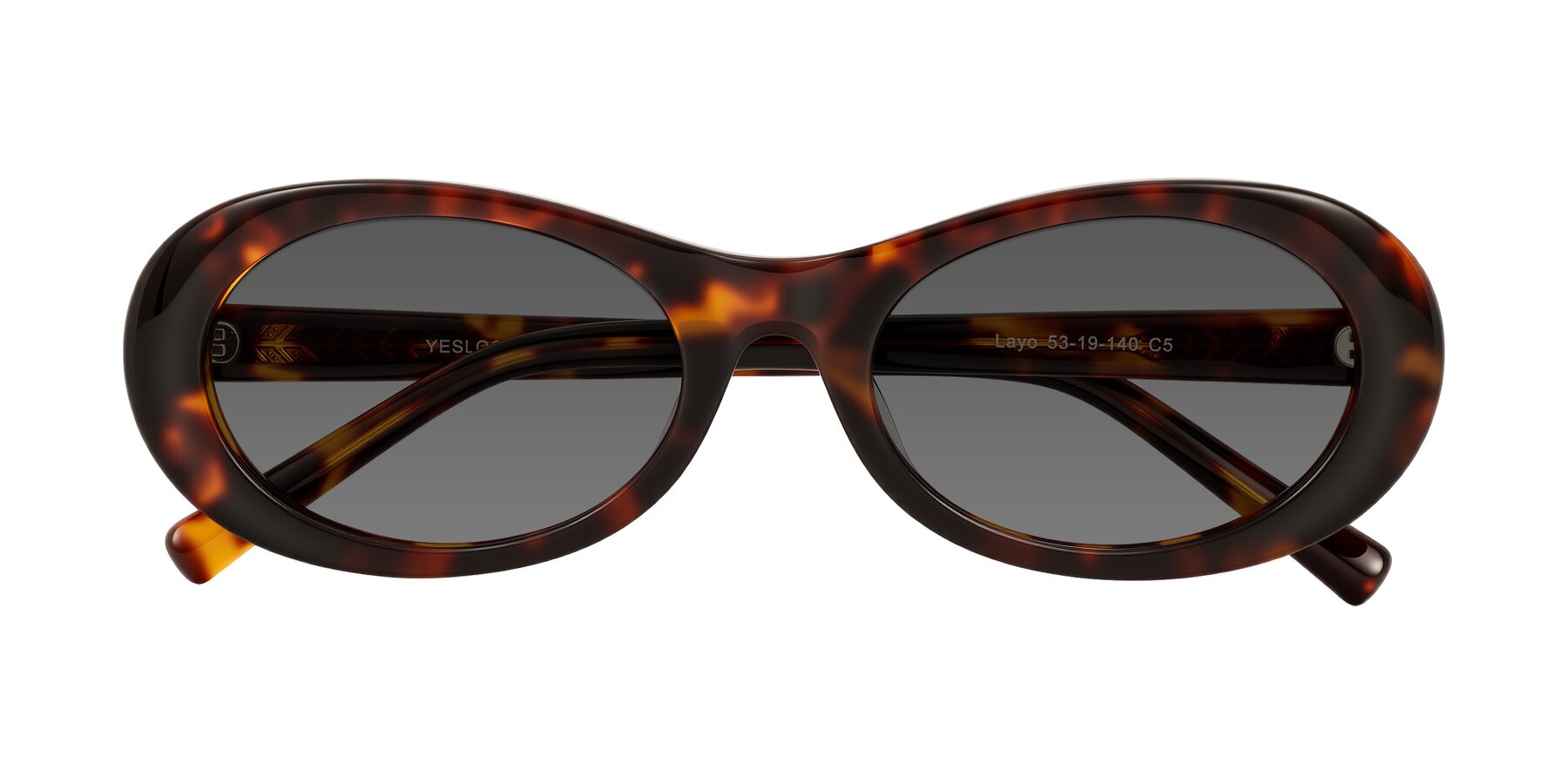 Folded Front of Layo in Tortoise with Medium Gray Tinted Lenses