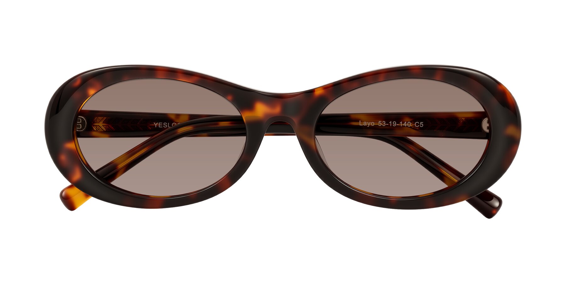 Folded Front of Layo in Tortoise with Medium Brown Tinted Lenses