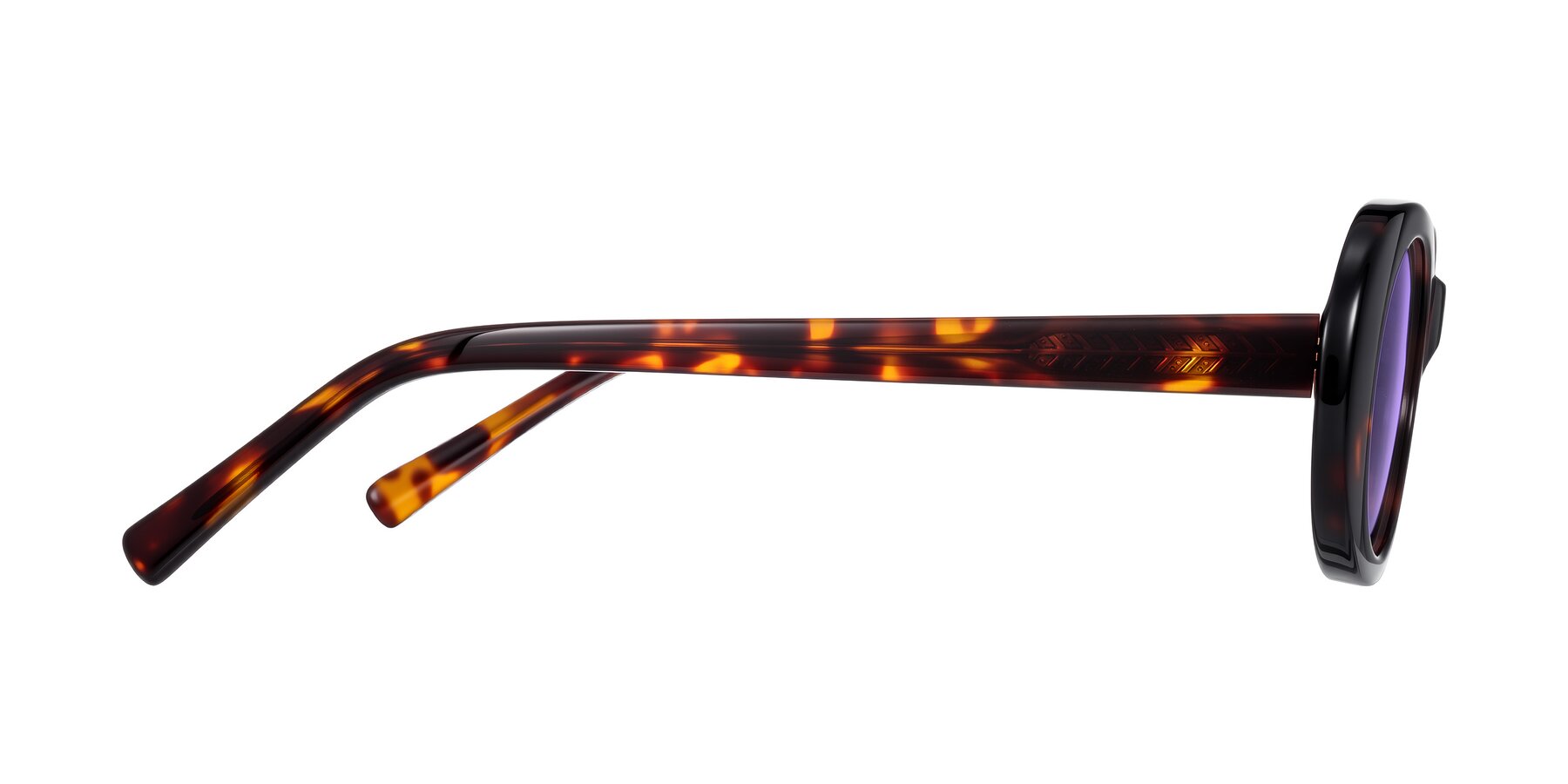 Side of Layo in Tortoise with Medium Purple Tinted Lenses