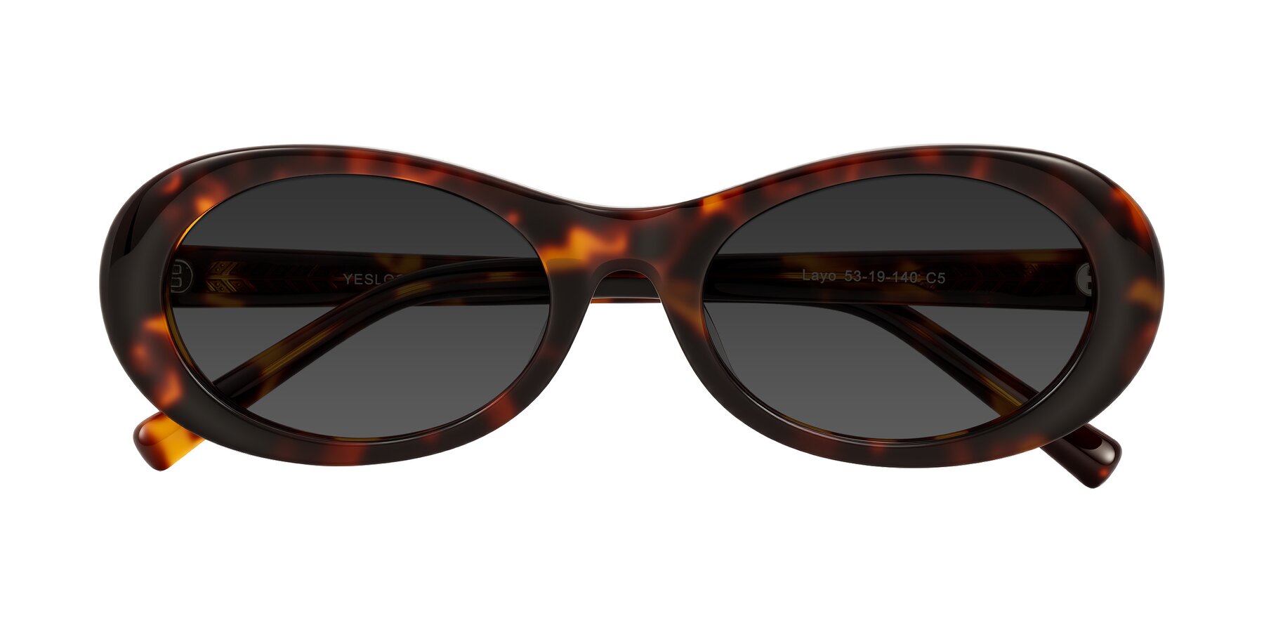 Folded Front of Layo in Tortoise with Gray Tinted Lenses