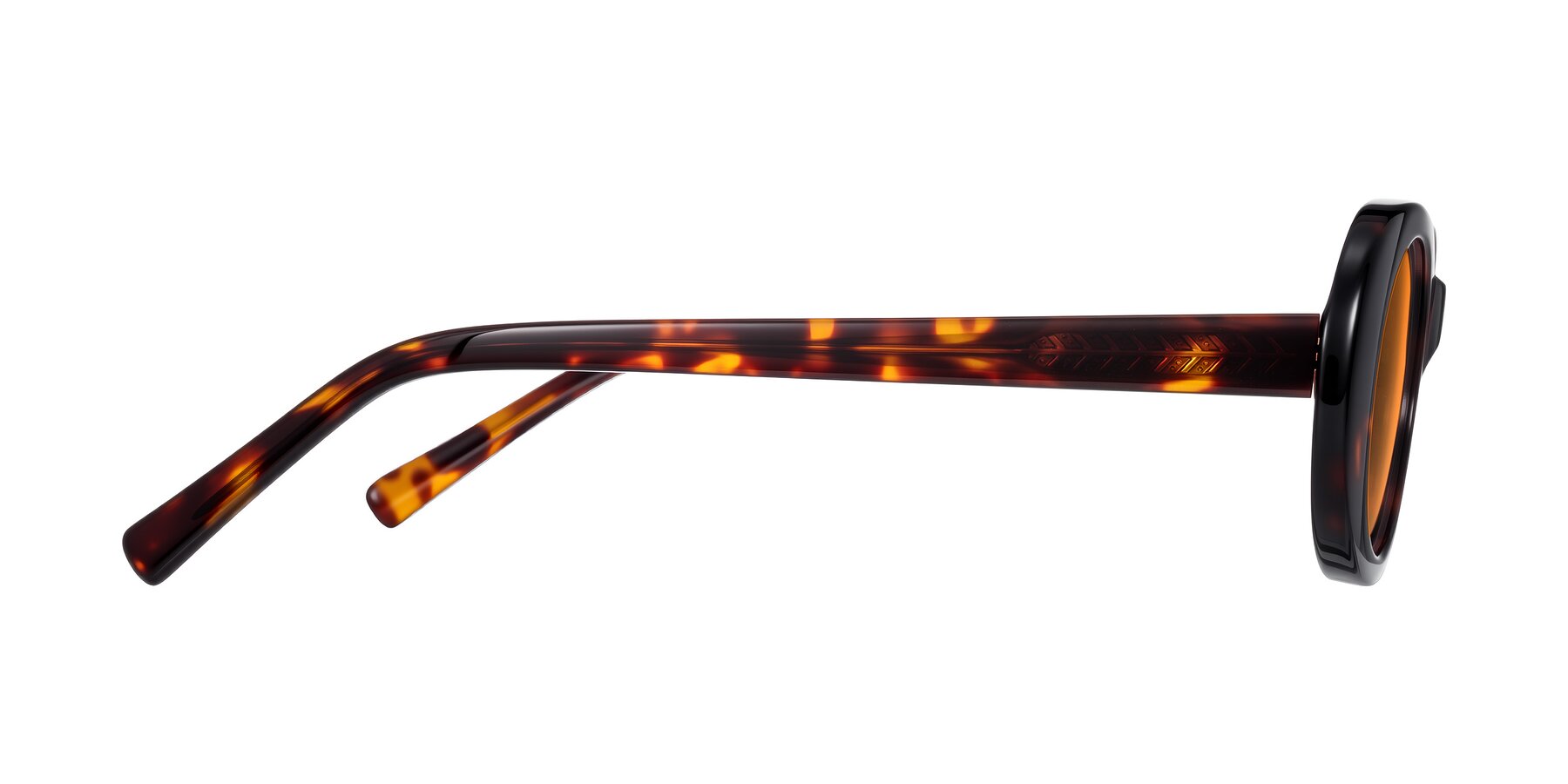 Side of Layo in Tortoise with Orange Tinted Lenses