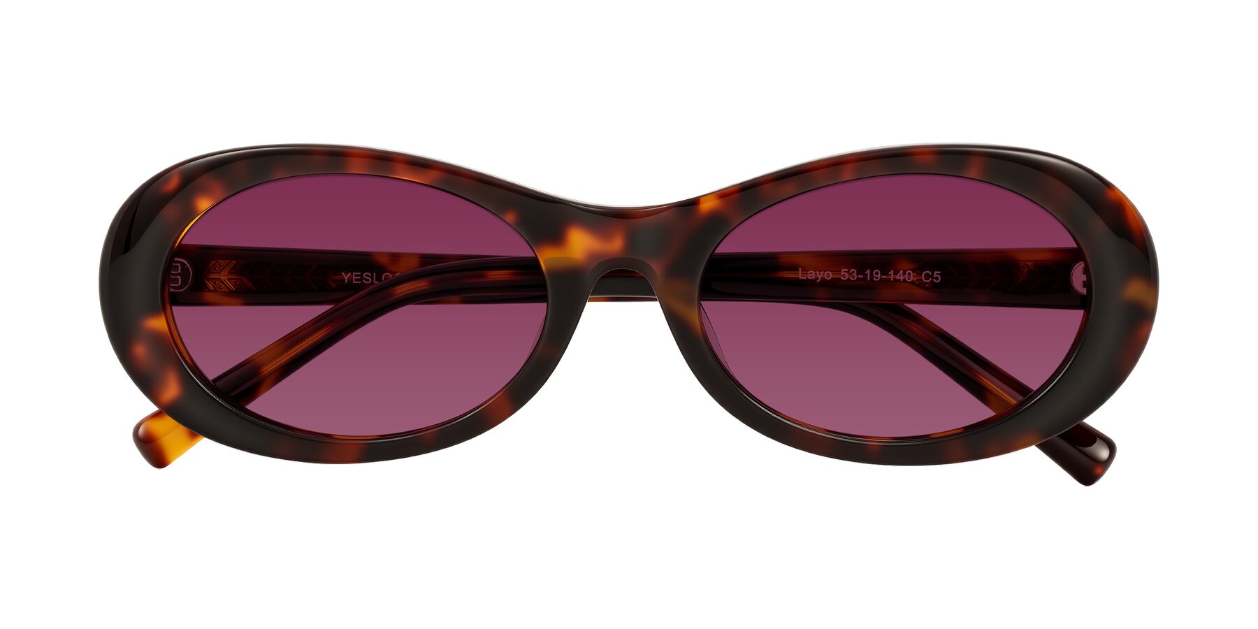 Folded Front of Layo in Tortoise with Wine Tinted Lenses