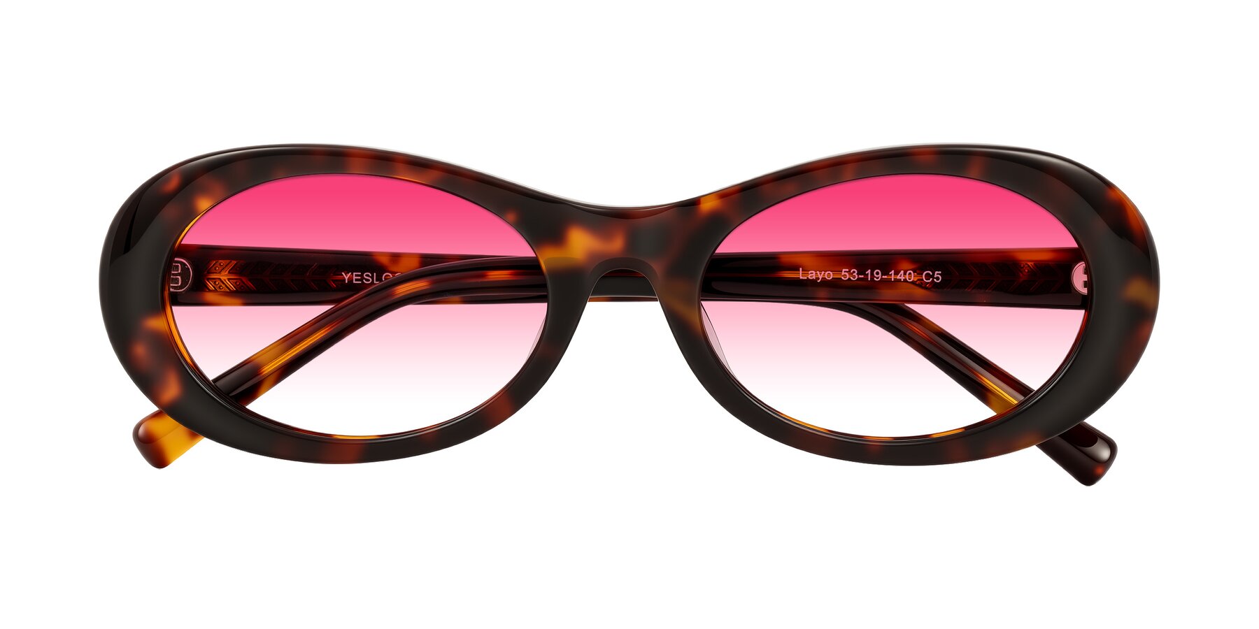 Folded Front of Layo in Tortoise with Pink Gradient Lenses