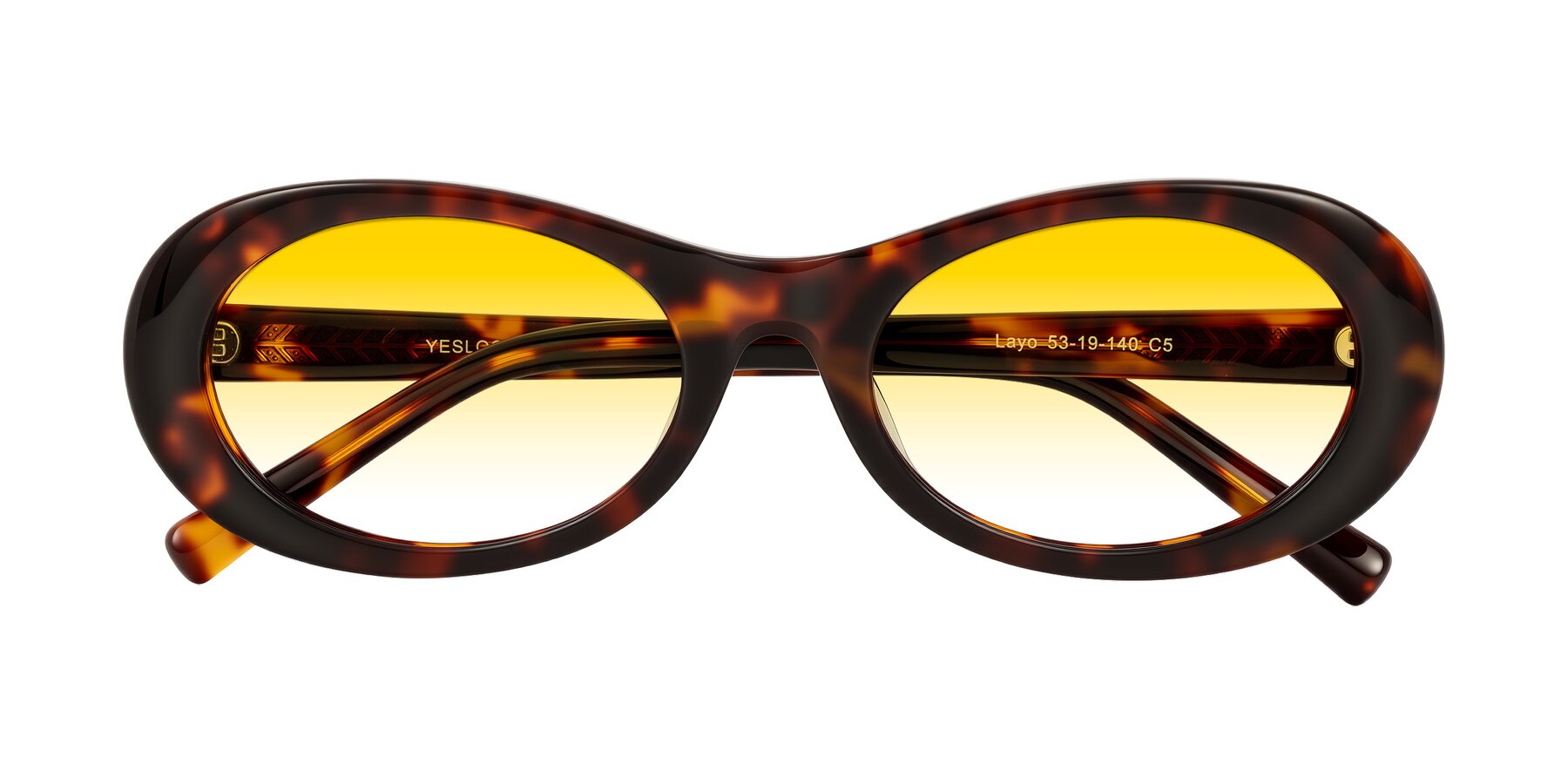 Folded Front of Layo in Tortoise with Yellow Gradient Lenses